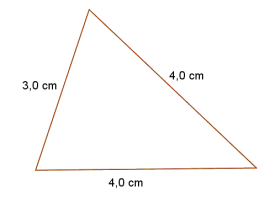 Trekant med sider 4,0 cm, 4,0 cm og 3,0 cm
